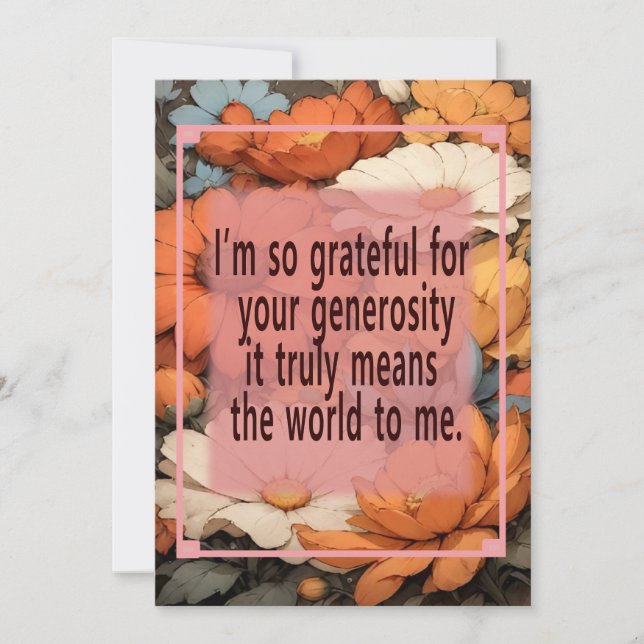 Floral pattern thank you card with a message (Front)