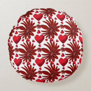 Floral pattern throw blanket round pillow