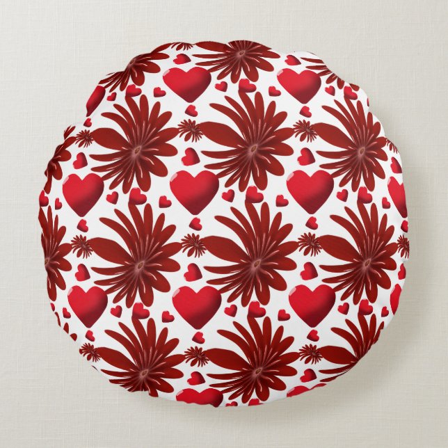 Floral pattern  throw blanket round pillow (Front)