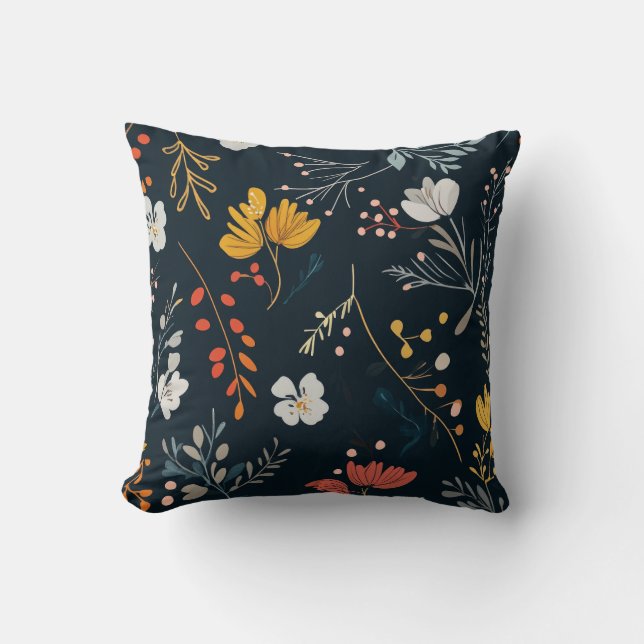 Floral Pattern Throw Pillow (Front)