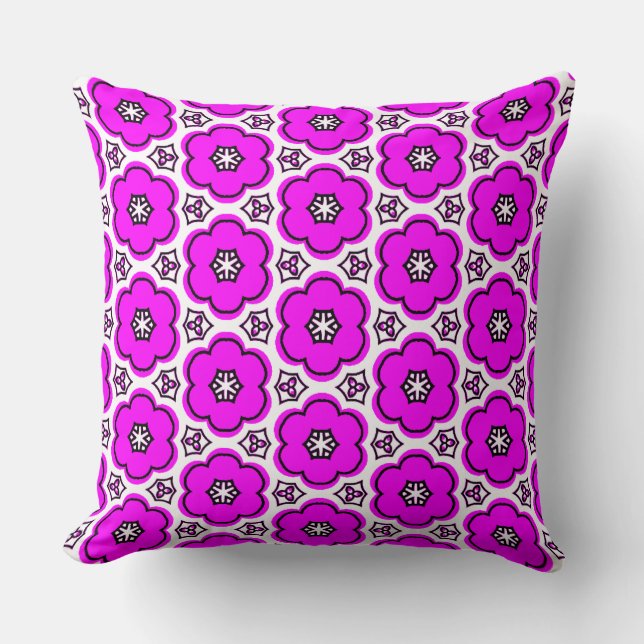 Floral Pattern Throw Pillow (Front)