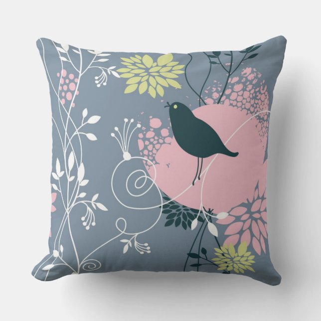 Floral Pattern Throw Pillow (Front)