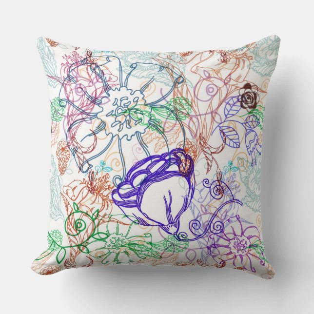 Floral Pattern Throw Pillow (Front)