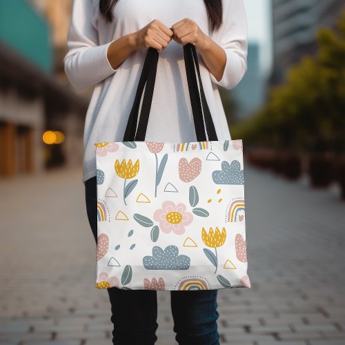 Floral Pattern Tote Bag Cute Tote with Flowers