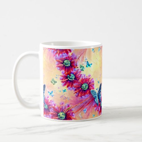 Floral pattern tropical flowerstiny diamonds ti coffee mug