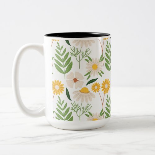Floral Pattern Two_Tone Coffee Mug