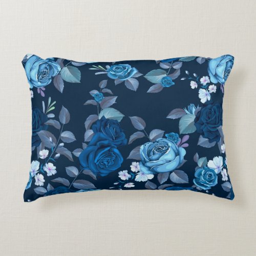 Floral pattern Vintage blue roses Accent Pillow