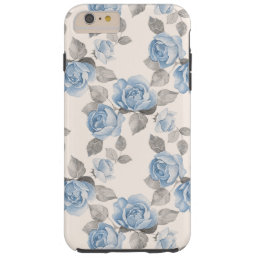 Floral pattern. Vintage blue roses Tough iPhone 6 Plus Case
