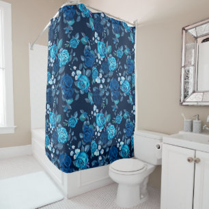 Floral pattern Vintage blue roses Shower Curtain