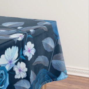 Floral pattern Vintage blue roses Tablecloth