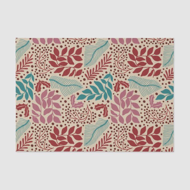 Floral Pattern Vintage Cozy Christmas Tissue Paper (Front)