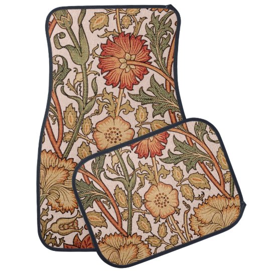 Floral Pattern Vintage Pink Designer Fabric Car Floor Mat Zazzle Com