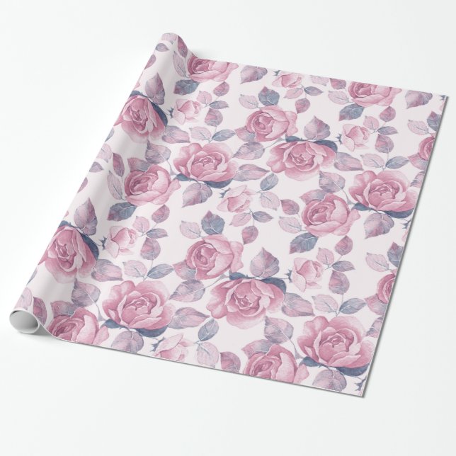 Floral pattern. Vintage roses Wrapping Paper (Unrolled)