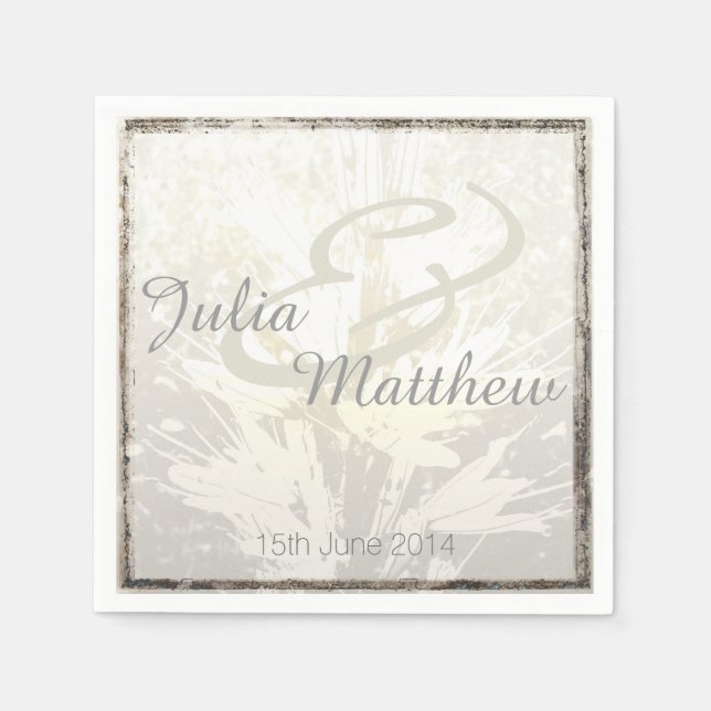 Floral Pattern Wedding Customizable Paper Napkins (Front)