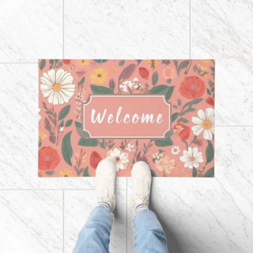 Floral Pattern Welcome Mat