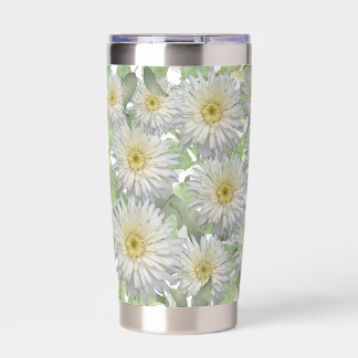 floral pattern white insulated tumbler