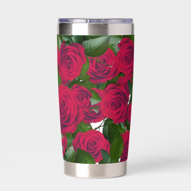 floral pattern white insulated tumbler (Back)