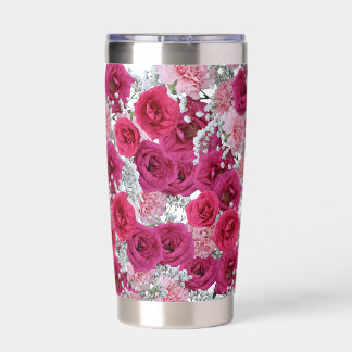 floral pattern white insulated tumbler