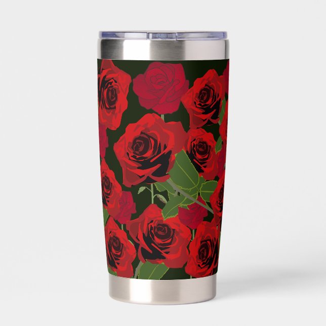 floral pattern white insulated tumbler (Back)