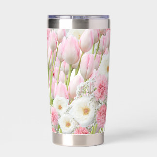 floral pattern white insulated tumbler