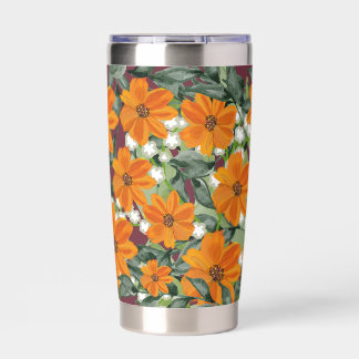 floral pattern white insulated tumbler