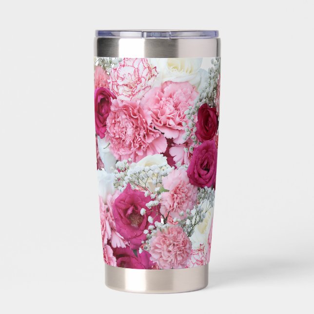 floral pattern white insulated tumbler (Back)
