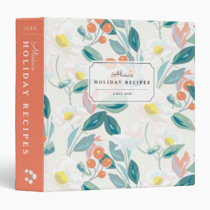 Floral Pattern White & Red Recipe Binder Book
