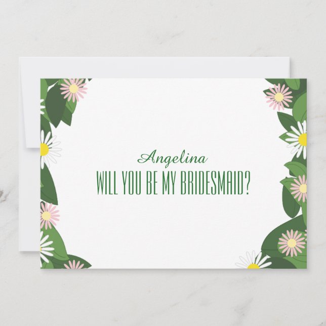 Floral Pattern Will you be my bridesmaid? Invitation (Front)