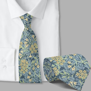 Floral pattern William Morris inspired blue flower Neck Tie