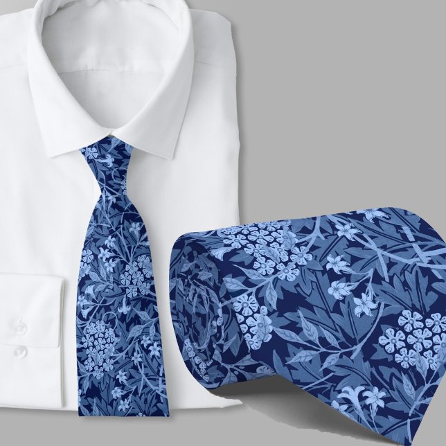 Floral pattern William Morris inspired blue flower Neck Tie (Creator Uploaded)