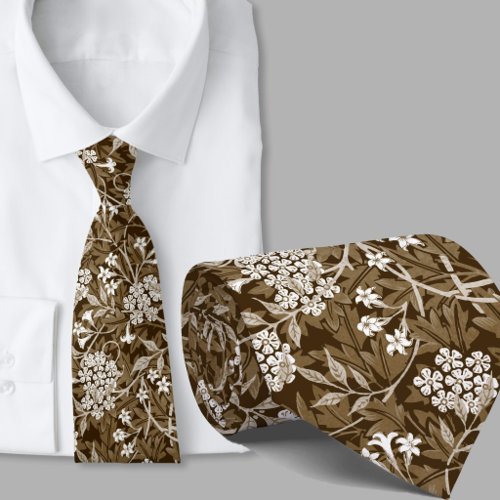 Floral pattern William Morris inspired brown Neck Tie