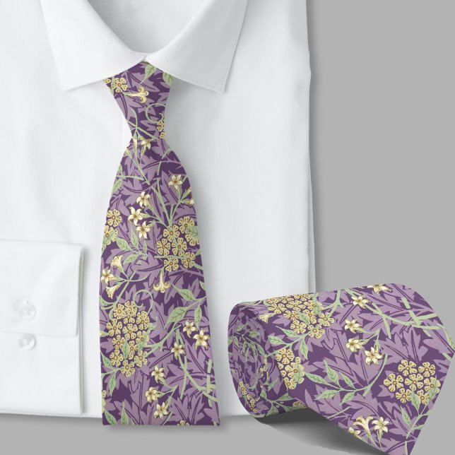 Floral pattern William Morris inspired purple Neck Tie (Creator Uploaded)