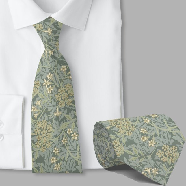 Floral pattern William Morris inspired sage flower Neck Tie (Creator Uploaded)