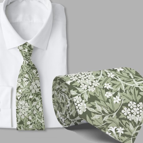 Floral pattern William Morris inspired sage green Neck Tie