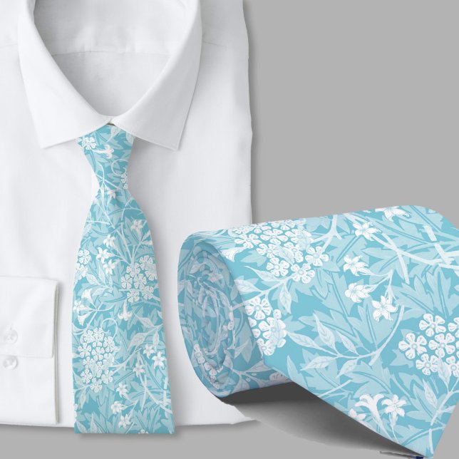 Floral pattern William Morris inspired teal flower Neck Tie (Creator Uploaded)