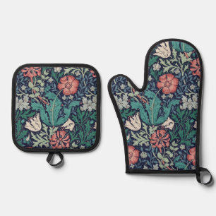 Floral Pattern, William Morris Oven Mitt & Pot Holder Set