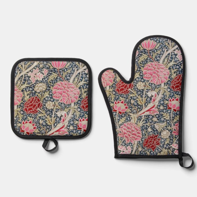 Floral Pattern, William Morris Oven Mitt & Pot Holder Set (Front)