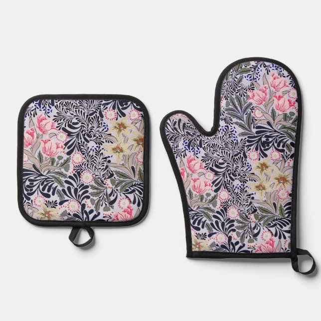 Floral Pattern, William Morris Oven Mitt & Pot Holder Set (Front)