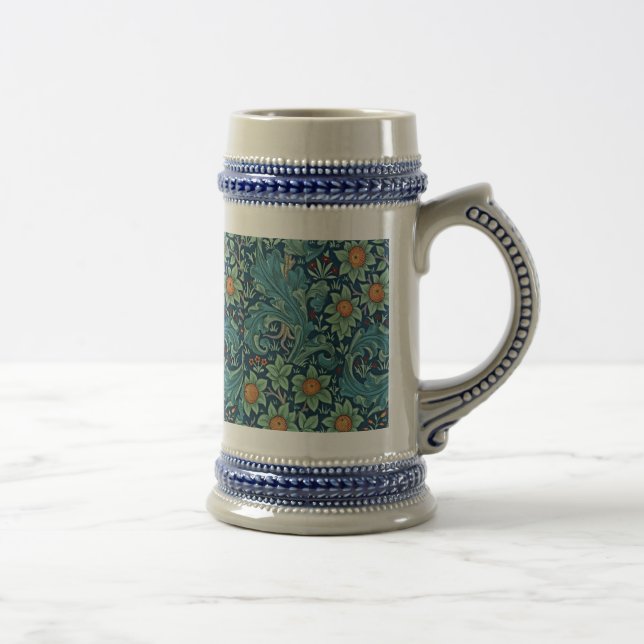 Floral Pattern William Morris Red Yellow Blue Gree Beer Stein (Right)