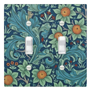Floral Pattern William Morris Red Yellow Blue Gree Light Switch Cover