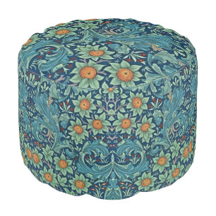 Floral Pattern William Morris Red Yellow Blue Gree Pouf