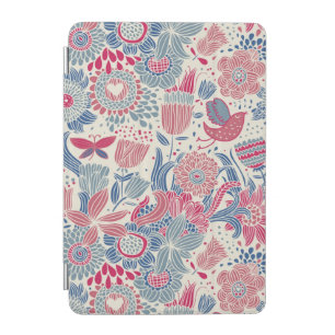 Floral pattern with bird and butterfly iPad mini cover