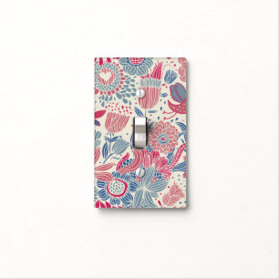 Floral pattern with bird and butterfly light switch cover