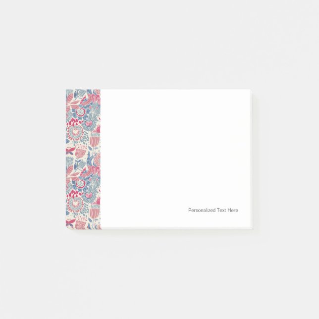 Floral pattern with bird and butterfly post-it notes (Front)