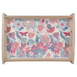 Floral pattern with bird and butterfly serving tray