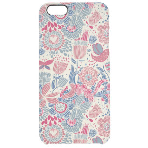Floral pattern with bird and butterfly clear iPhone 6 plus case