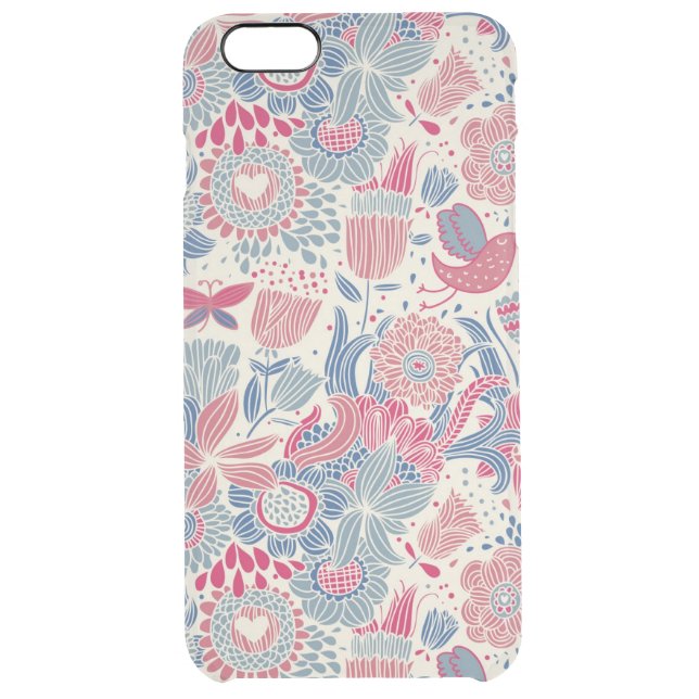 Floral pattern with bird and butterfly uncommon iPhone case (Back)