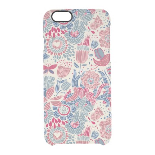 Floral pattern with bird and butterfly clear iPhone 66S case