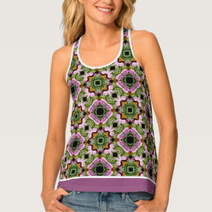 Floral Pattern With Black And Pink Accents Tank Top
