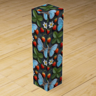 Floral Pattern with Blue Morpho Butterflies Wine Box